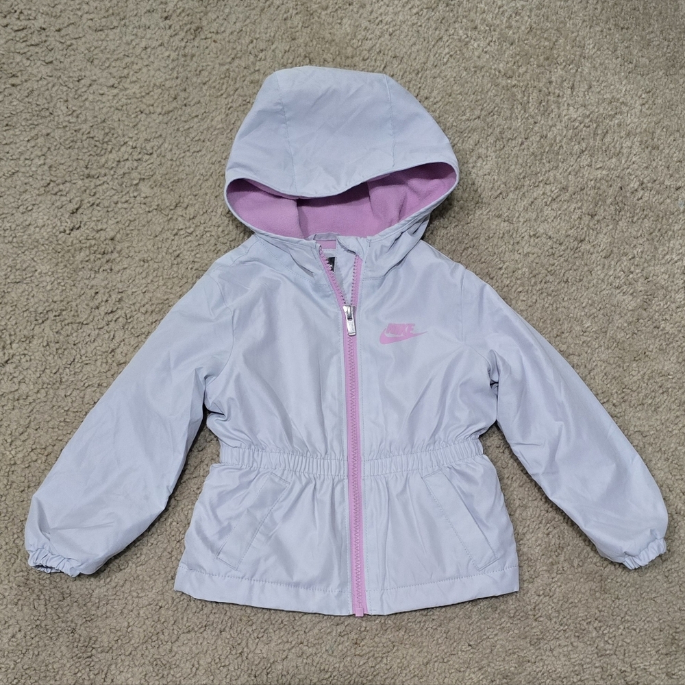 Girls Nike Jacket Ripstop Hooded Anorak Full-Zip Pure Platinum Pink Gray Size 2T